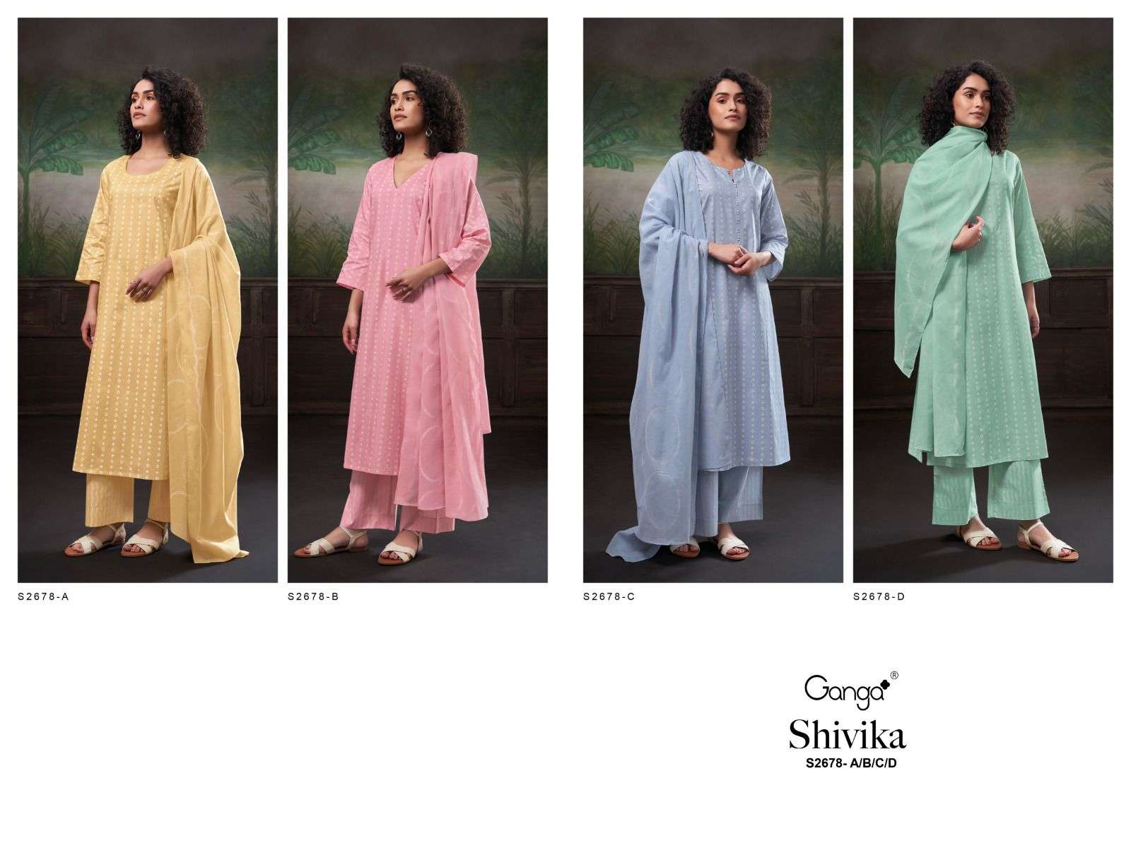 ganga shivika 2678 exclusive party wear cotton summer catalogue at india 
