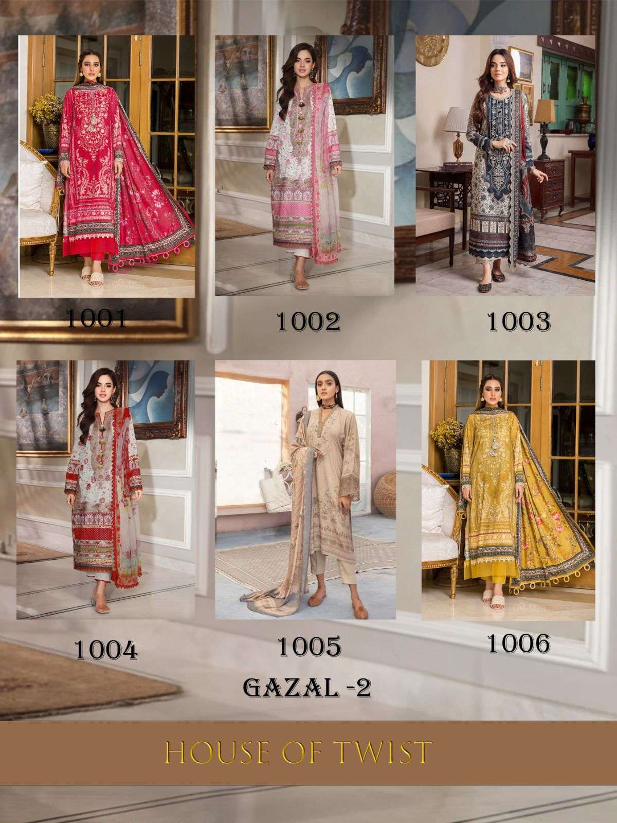 gazal vol-2 by house of mist 1001-1006 series trendy designer pakistani suits catalogue online dealer surat gujarat 
