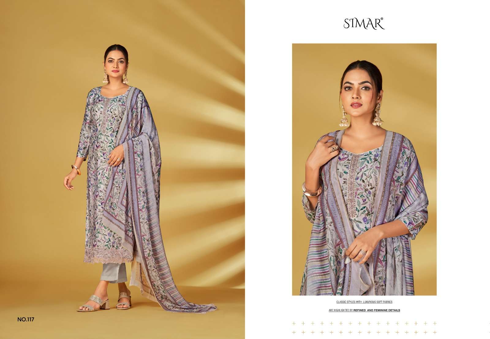 haseen by glossy digital print viscose muslin designer suits catalogue online supplier surat gujarat 