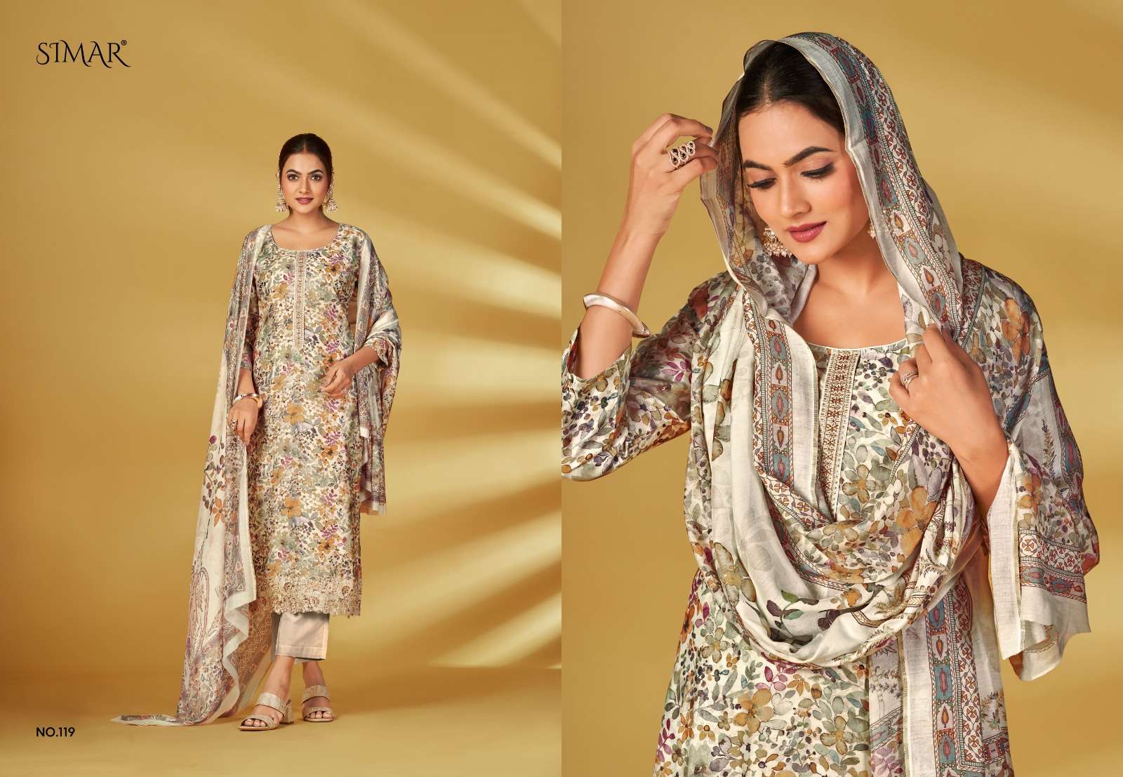 haseen by glossy digital print viscose muslin designer suits catalogue online supplier surat gujarat 