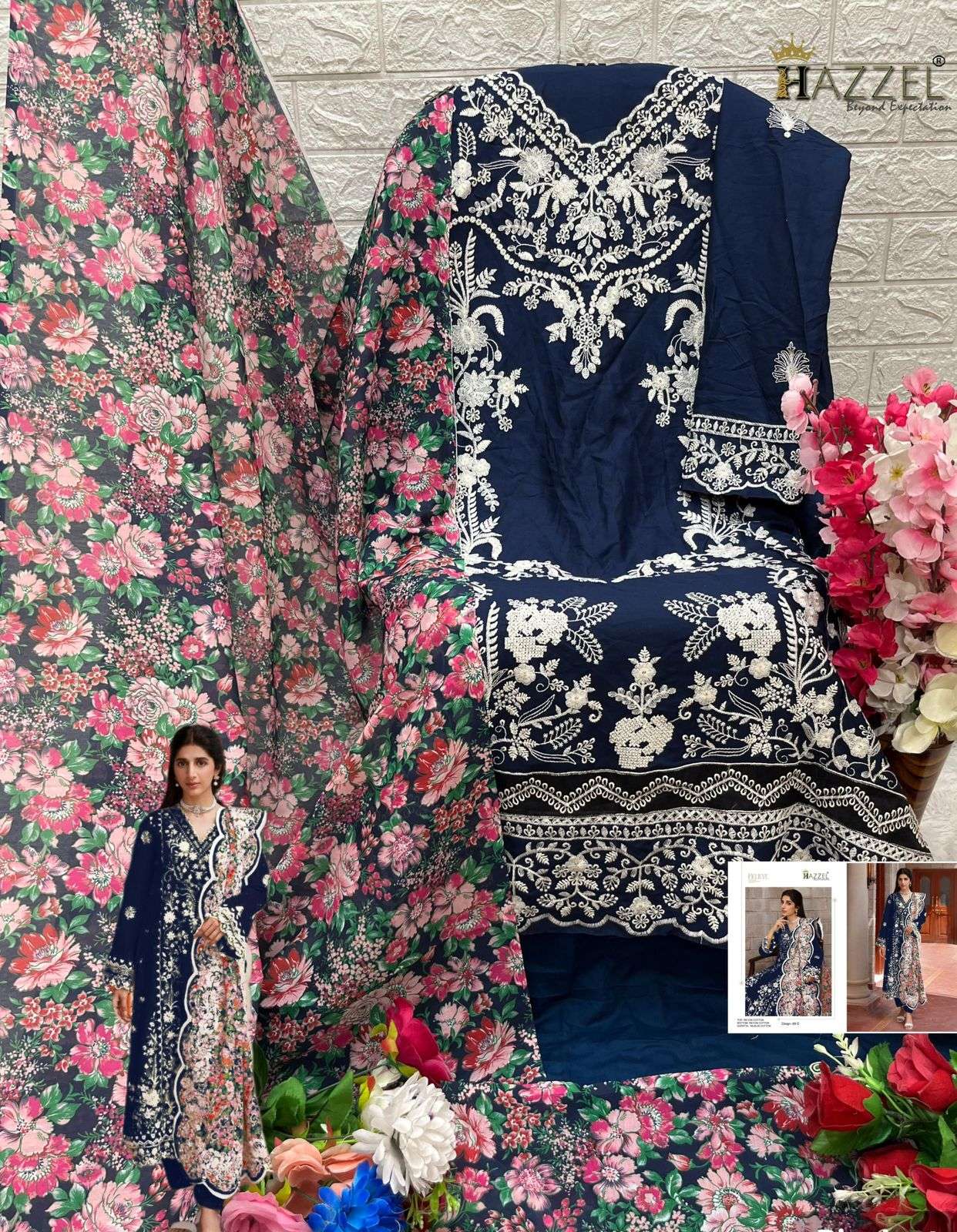 hazzel 89 colours stylish look designer rayon suits catalogue wholesale rate surat gujarat