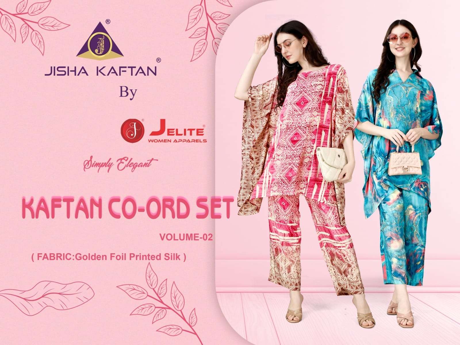 kaftan co-ord set vol-2 by jisha 109-116 series stylish look designer kaftan set at wholesale market surat gujarat 