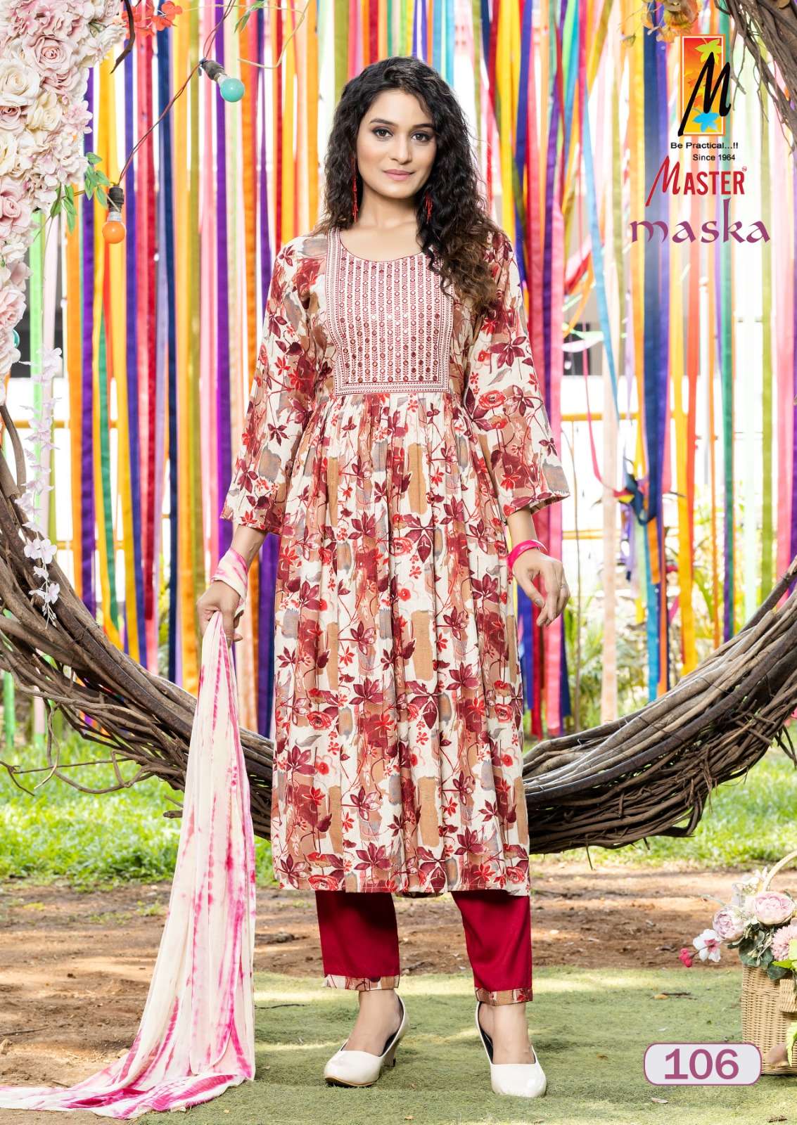 maska by master series 101-108 ghera kurti bottom with nazmin dupatta catalogue online dealer surat gujarat 
