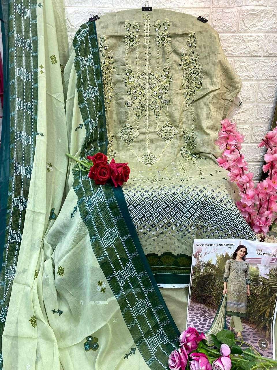 noor premium embroidered by cosmos 1001-1010 series pakisatni salwar kameez catalogue manufacturer surat gujarat 