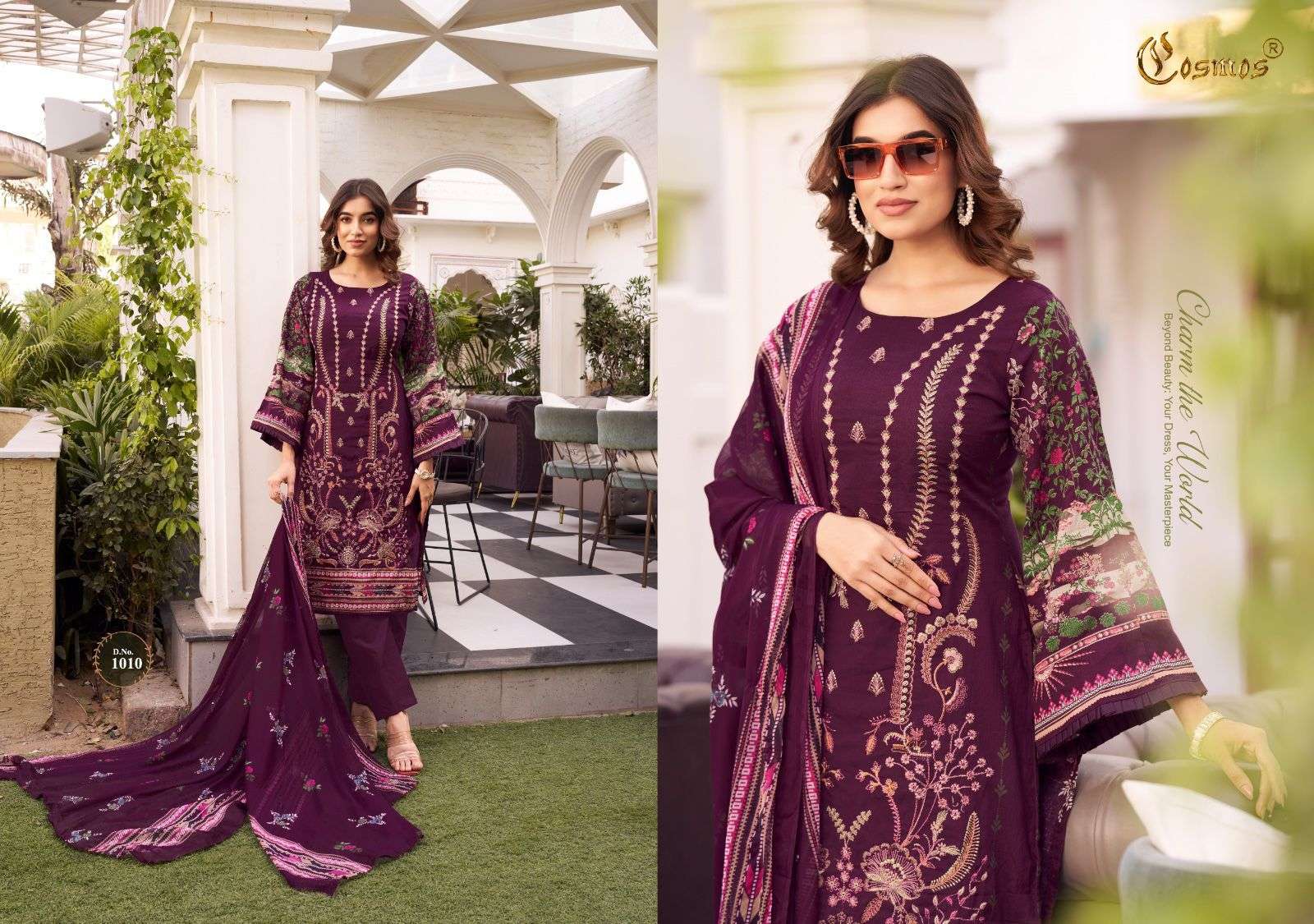 noor premium embroidered by cosmos 1001-1010 series pakisatni salwar kameez catalogue manufacturer surat gujarat 