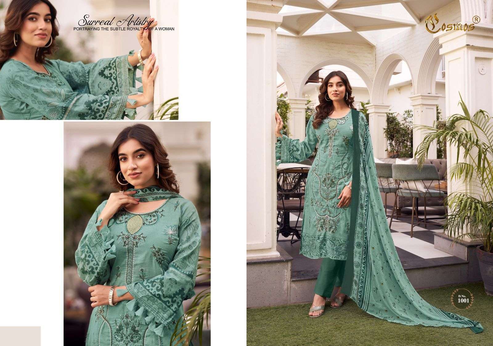 noor premium embroidered by cosmos 1001-1010 series pakisatni salwar kameez catalogue manufacturer surat gujarat 