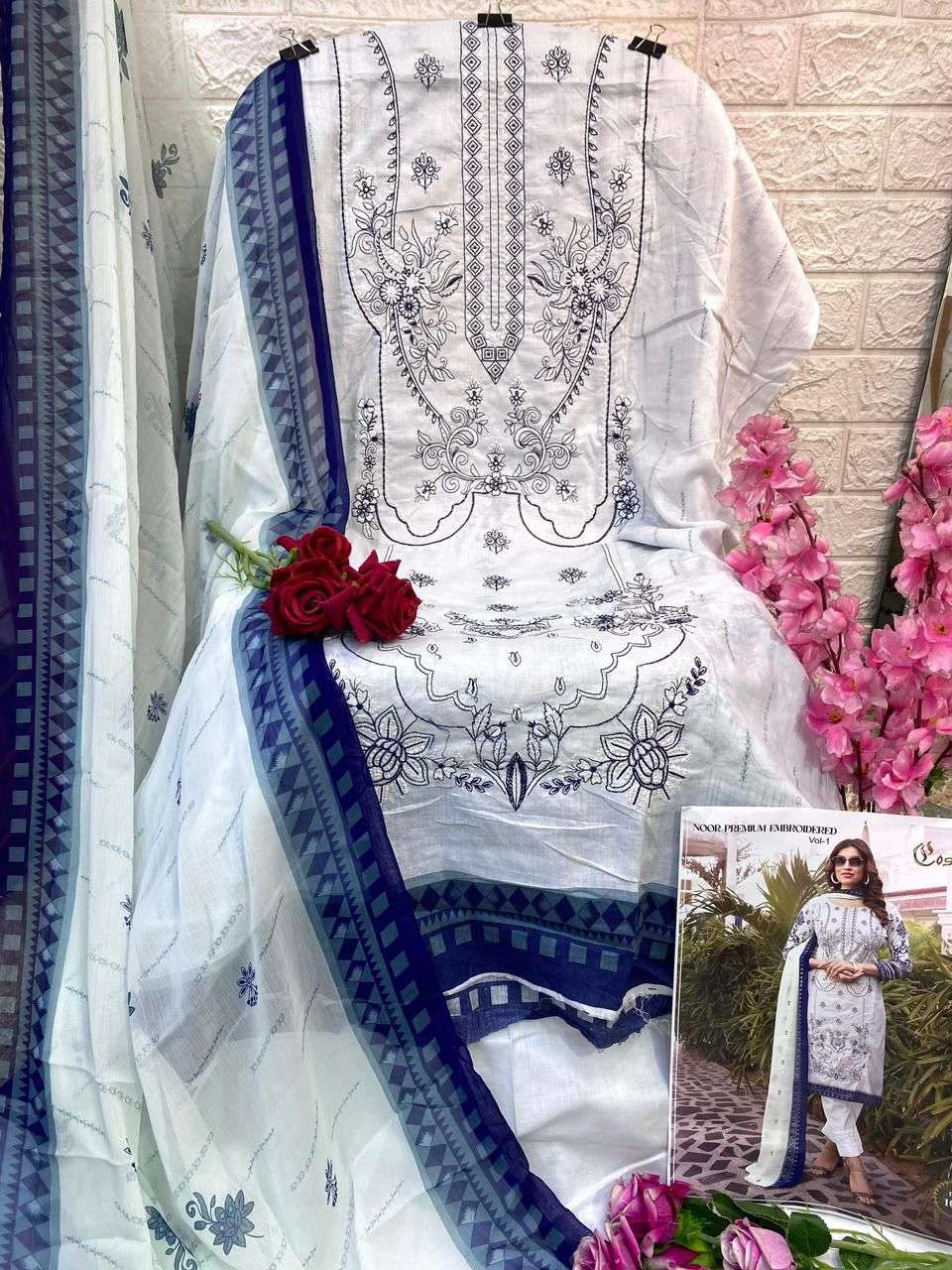 noor premium embroidered by cosmos 1001-1010 series pakisatni salwar kameez catalogue manufacturer surat gujarat 