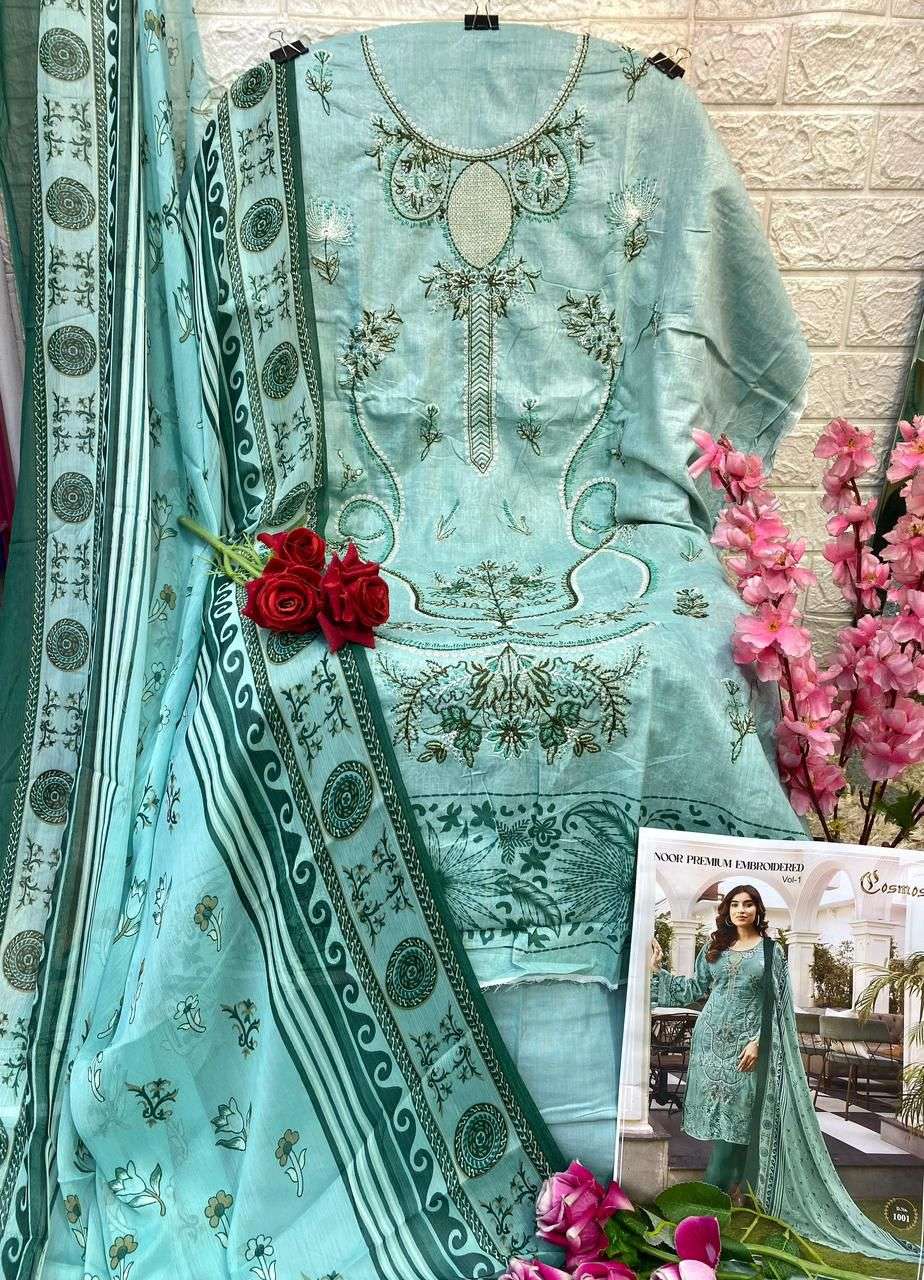 noor premium embroidered by cosmos 1001-1010 series pakisatni salwar kameez catalogue manufacturer surat gujarat 