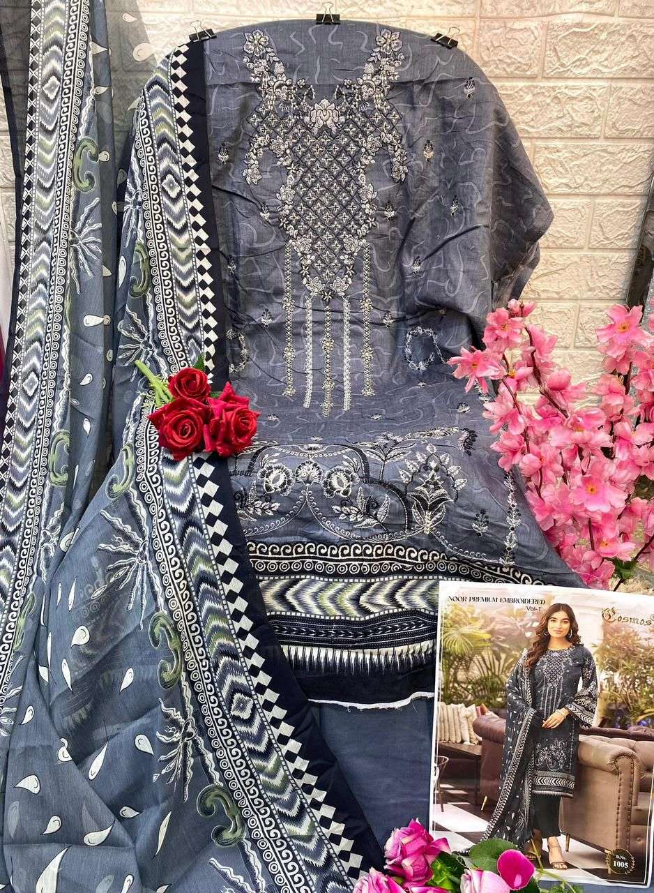 noor premium embroidered by cosmos 1001-1010 series pakisatni salwar kameez catalogue manufacturer surat gujarat 