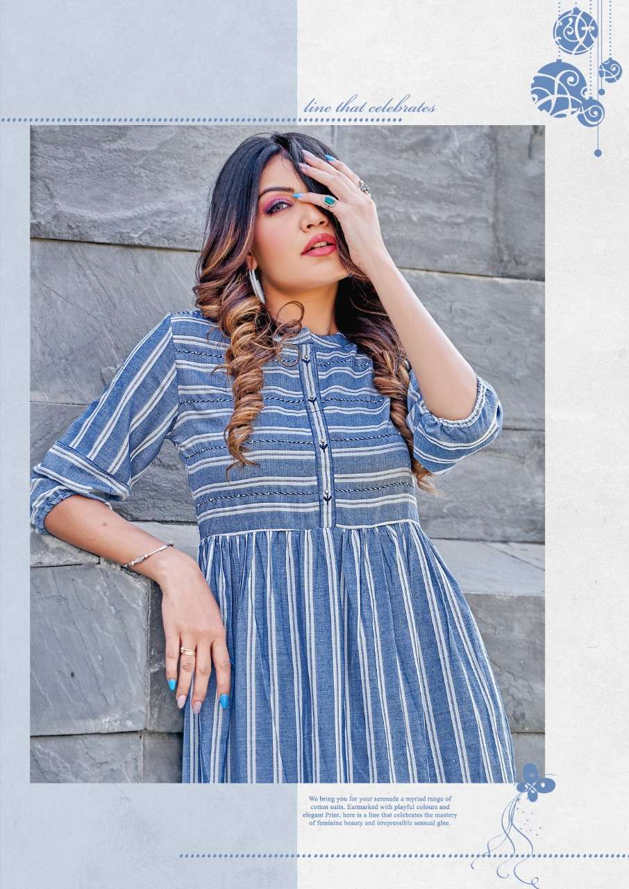 noorie by matru chhaya 1001-1006 series fancy look designer ghera style kurtis catalogue manufacturer surat gujarat 