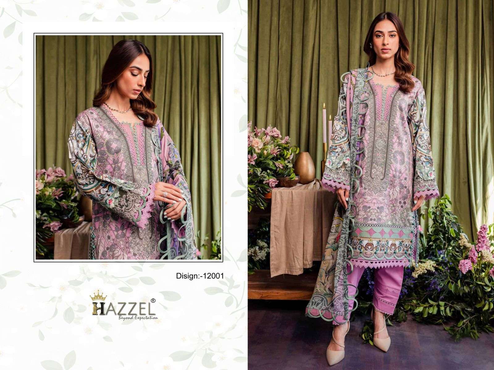 queens court vol-12 by hazzel 12001-12004 series unstich designer pakistani salwar suits catalogue manufacturer surat gujarat 
