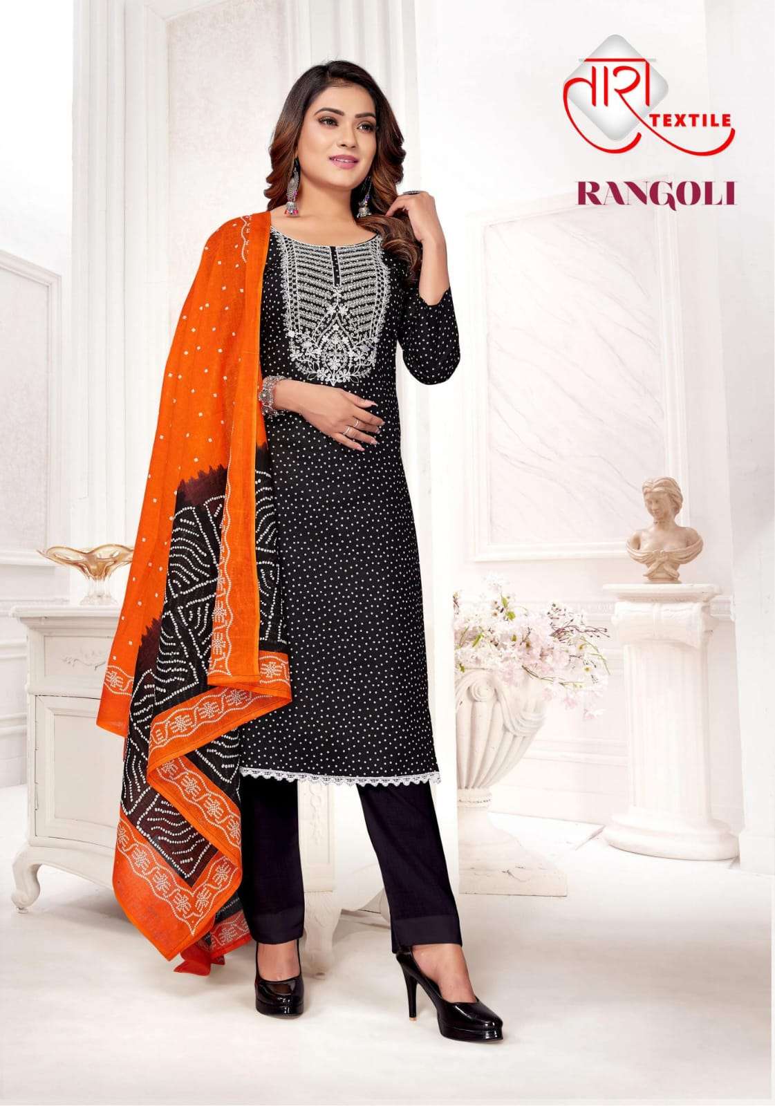 rangoli vol-1 by tara textile 1001-1008 series indian designer cotton suits catalogue manufacturer surat gujarat 