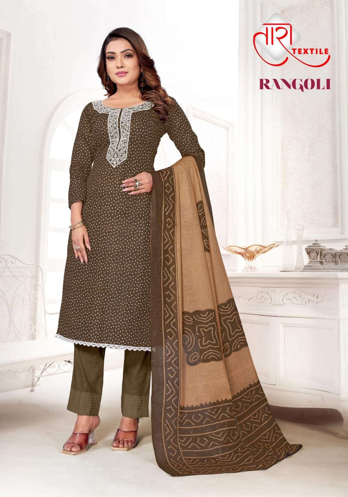 rangoli vol-1 by tara textile 1001-1008 series indian designer cotton suits catalogue manufacturer surat gujarat 