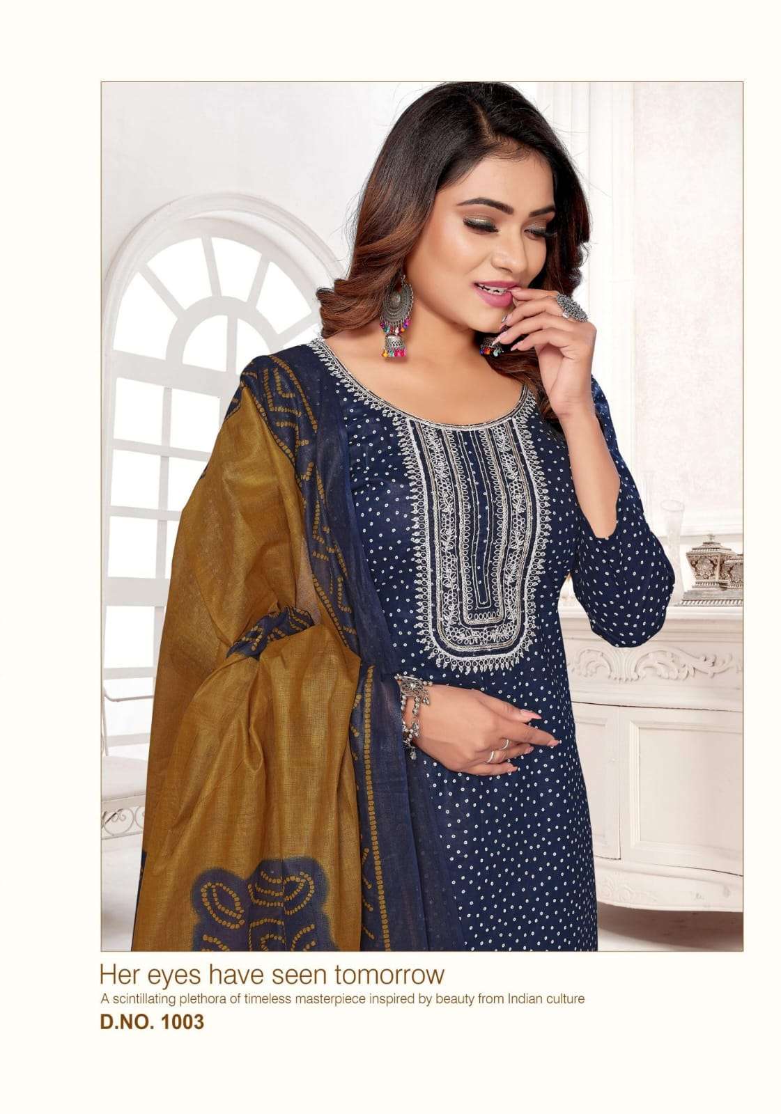 rangoli vol-1 by tara textile 1001-1008 series indian designer cotton suits catalogue manufacturer surat gujarat 