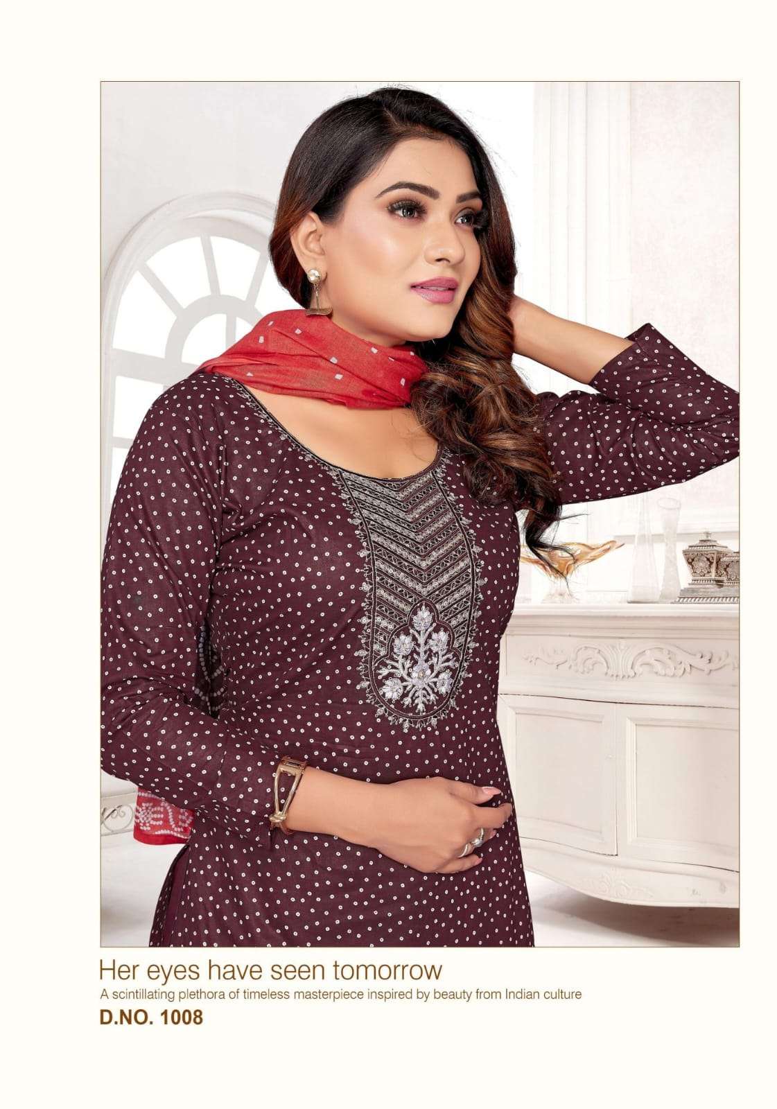 rangoli vol-1 by tara textile 1001-1008 series indian designer cotton suits catalogue manufacturer surat gujarat 