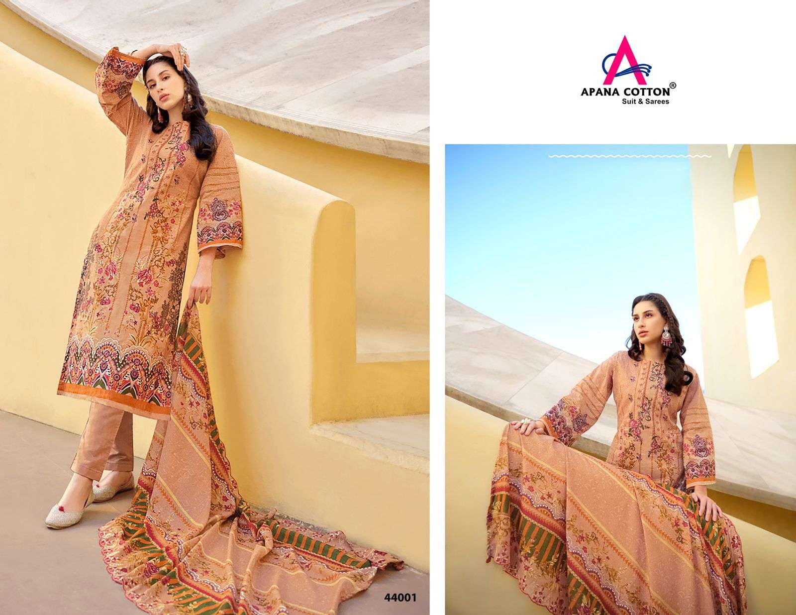 razia sultan vol-44 by apana cotton unstich designer pure cotton material catalogue wholesaler price surat gujarat 