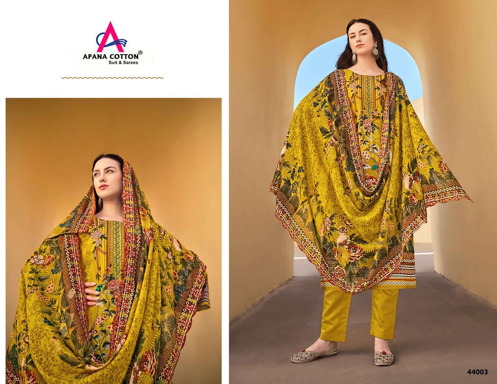 razia sultan vol-44 by apana cotton unstich designer pure cotton material catalogue wholesaler price surat gujarat 