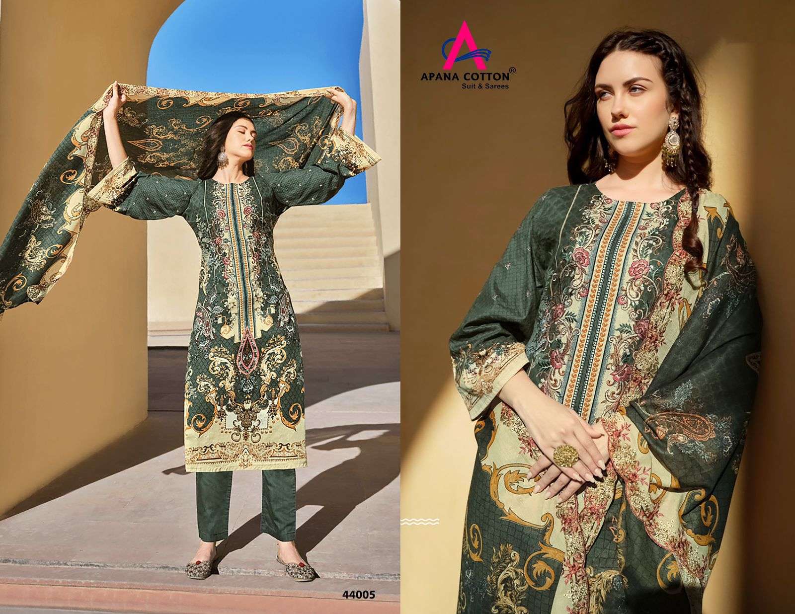 razia sultan vol-44 by apana cotton unstich designer pure cotton material catalogue wholesaler price surat gujarat 