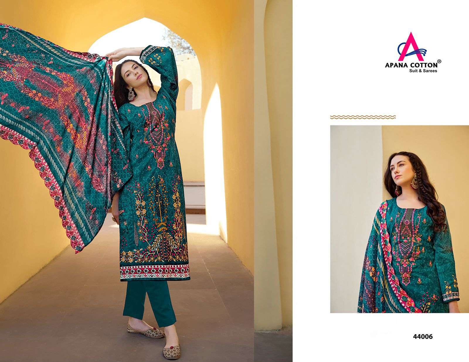 razia sultan vol-44 by apana cotton unstich designer pure cotton material catalogue wholesaler price surat gujarat 