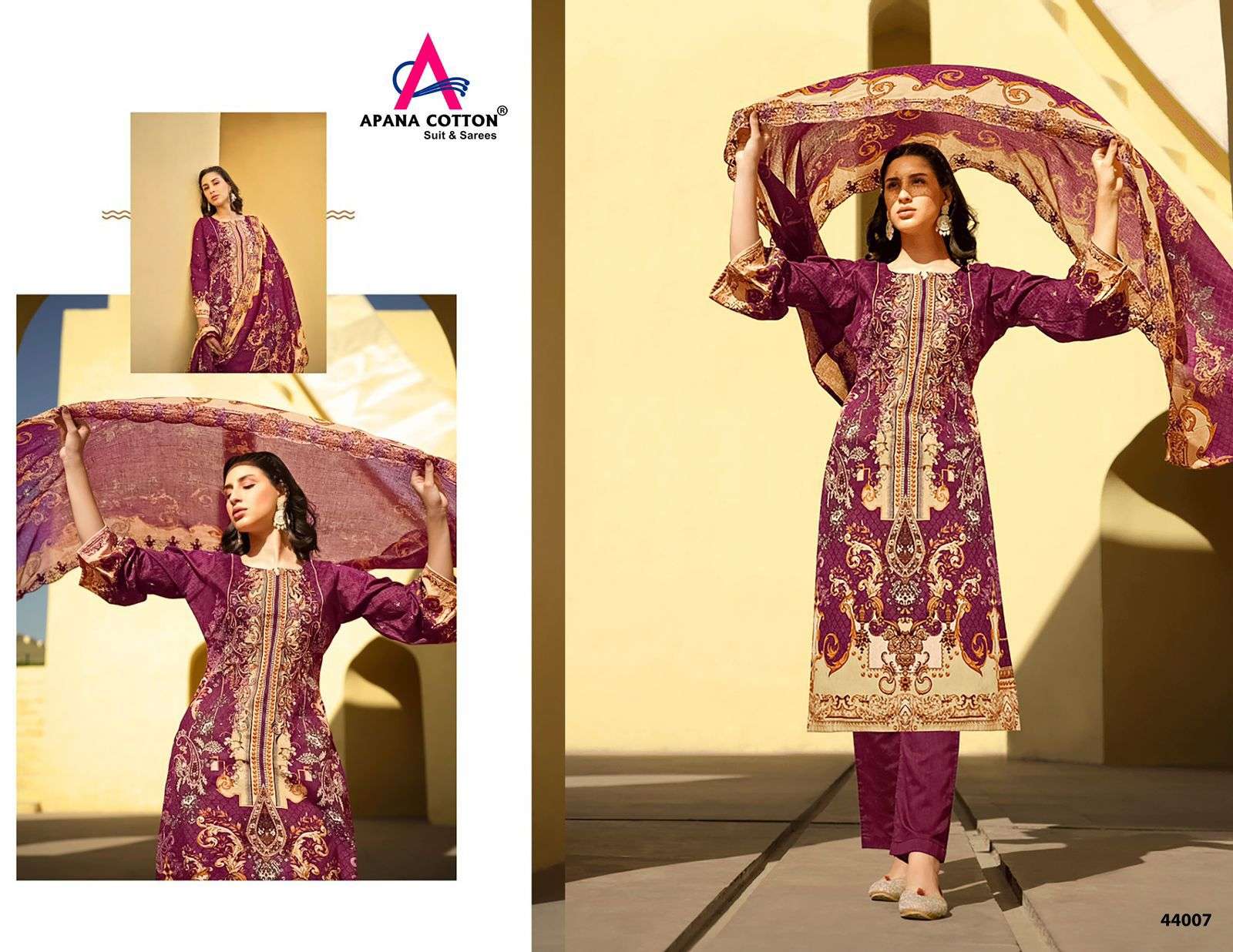 razia sultan vol-44 by apana cotton unstich designer pure cotton material catalogue wholesaler price surat gujarat 