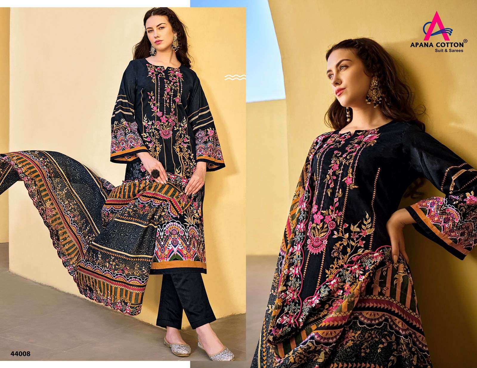 razia sultan vol-44 by apana cotton unstich designer pure cotton material catalogue wholesaler price surat gujarat 