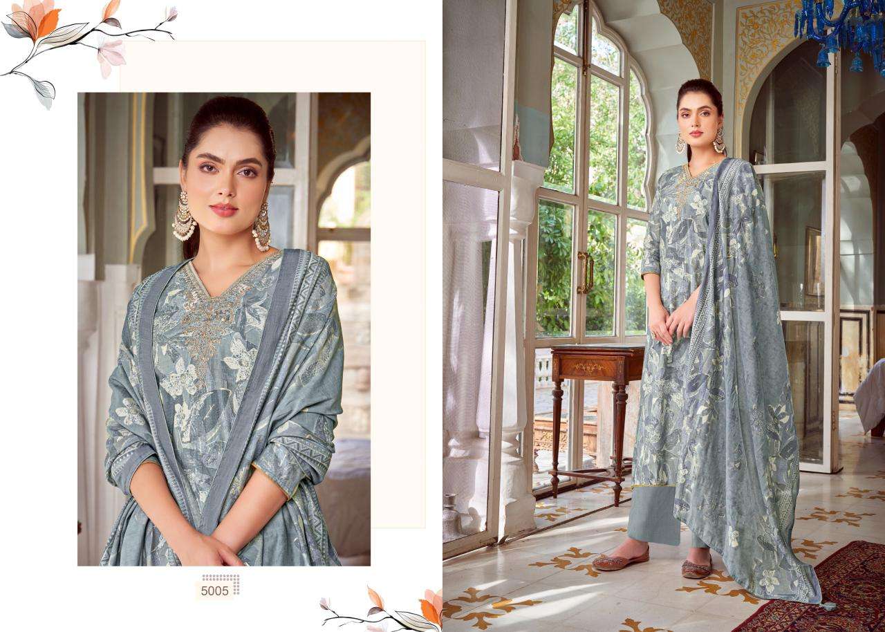 salvi fashion selvina silk vol 5 5001-5008 series designer modal silk foil embroidred salwar kameez catalogue wholesale price surat 