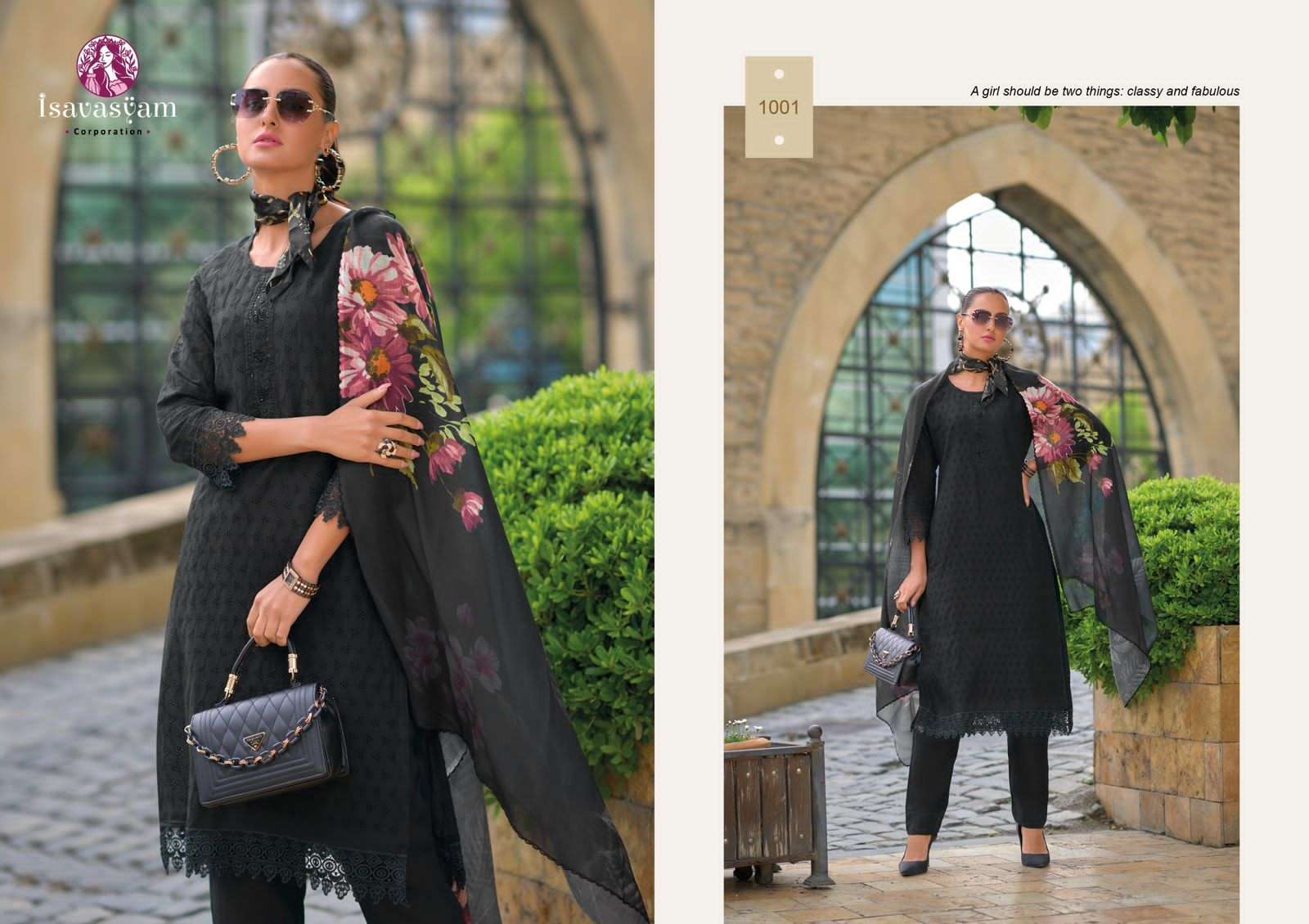 sharvi by isavasyam corporation 10001-10006 series cambric cotton designer material catalogue wholesaler surat gujarat 