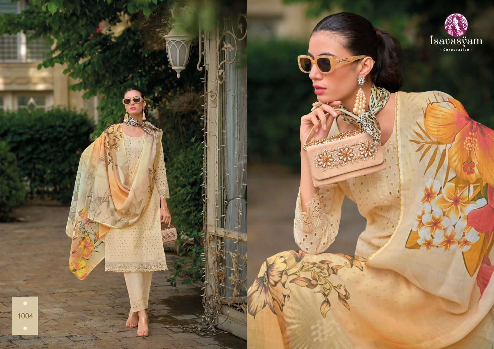 sharvi by isavasyam corporation 10001-10006 series cambric cotton designer material catalogue wholesaler surat gujarat 