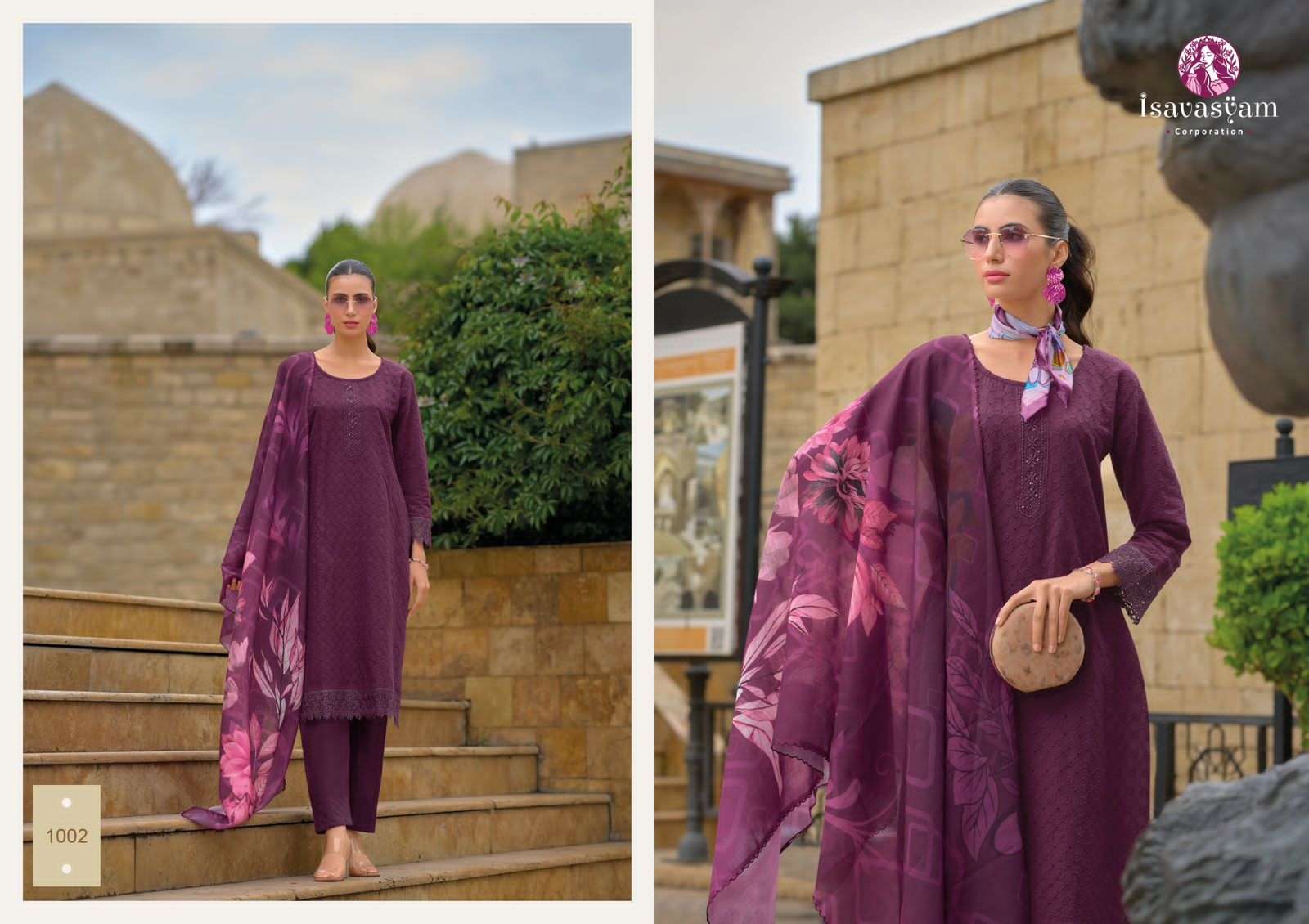 sharvi by isavasyam corporation 10001-10006 series cambric cotton designer material catalogue wholesaler surat gujarat 