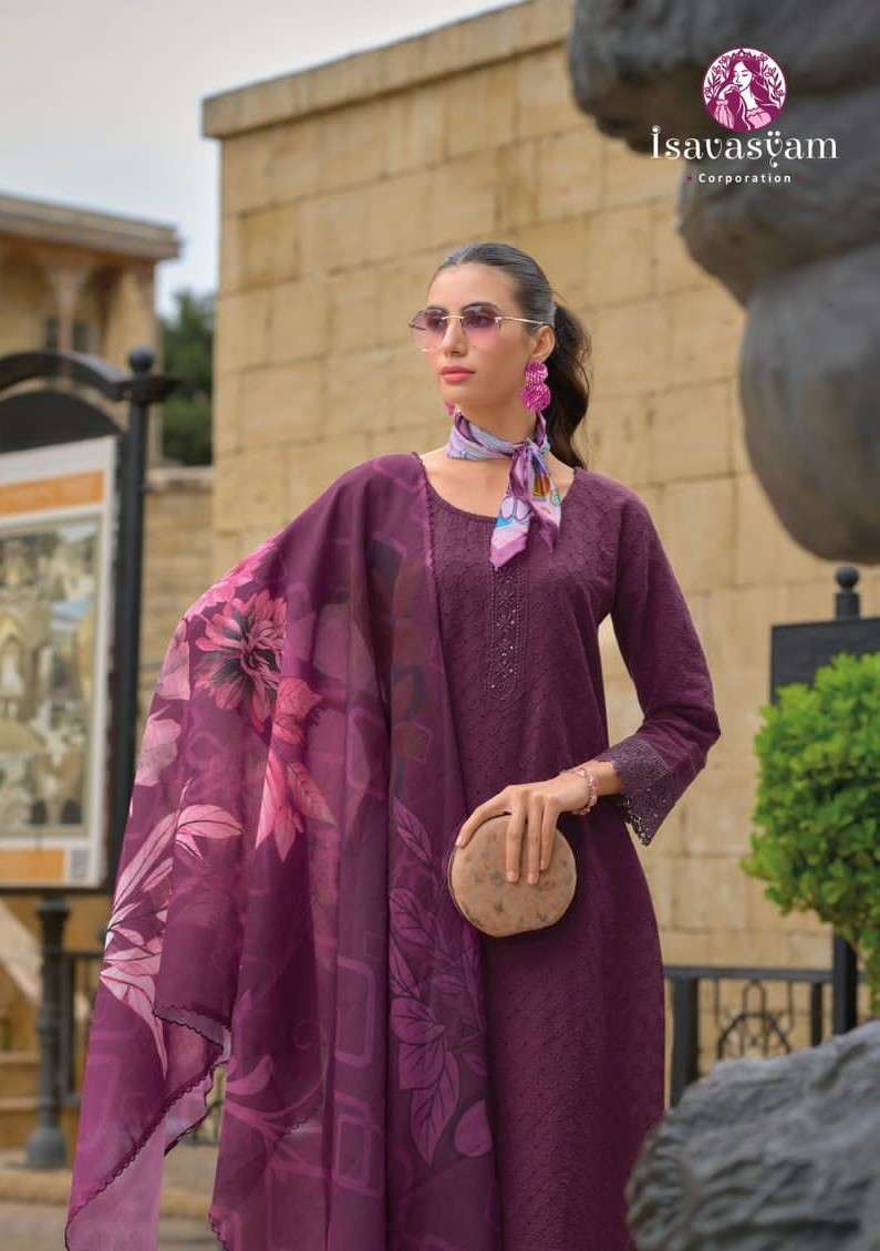 sharvi by isavasyam corporation 10001-10006 series cambric cotton designer material catalogue wholesaler surat gujarat 