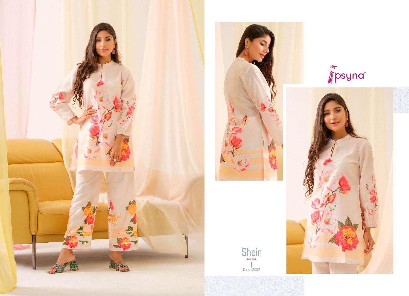 shein vol 2 by psyna 1001 1006 series poly linen designer kurtis set catalogue online shopping surat gujarat