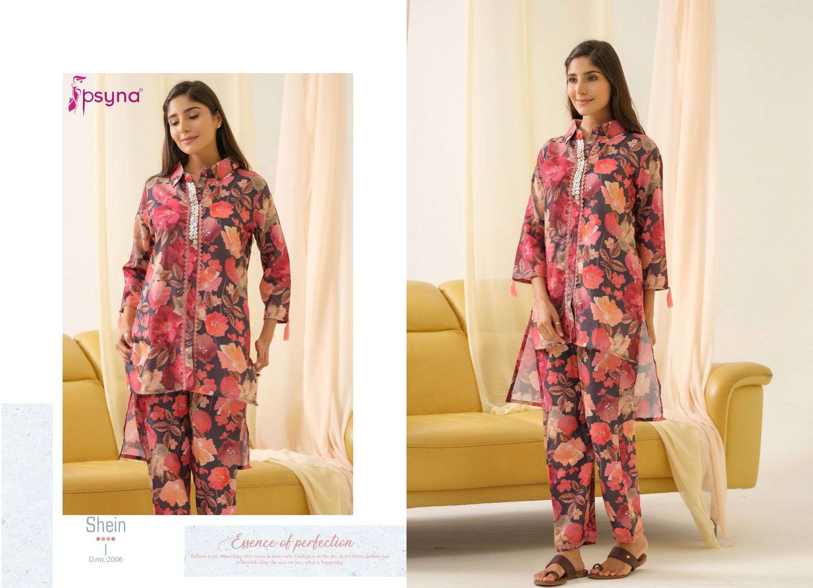 shein vol-2 by psyna 1001-1006 series poly linen designer kurtis set catalogue online shopping surat gujarat 
