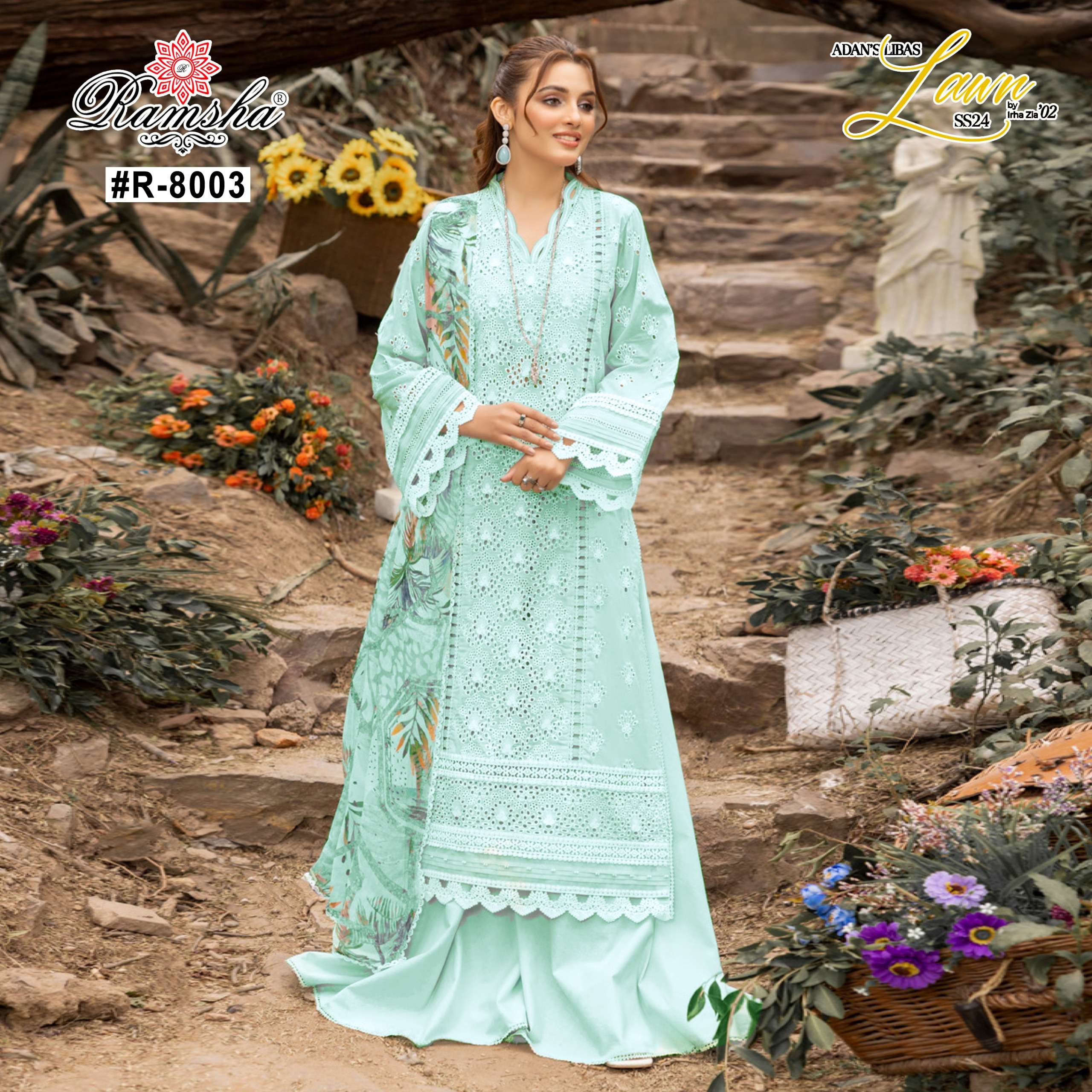 adan libas by ramsha 8001-8005 series exclusive designer salwar kameez catalogue wholesaler surat gujarat 