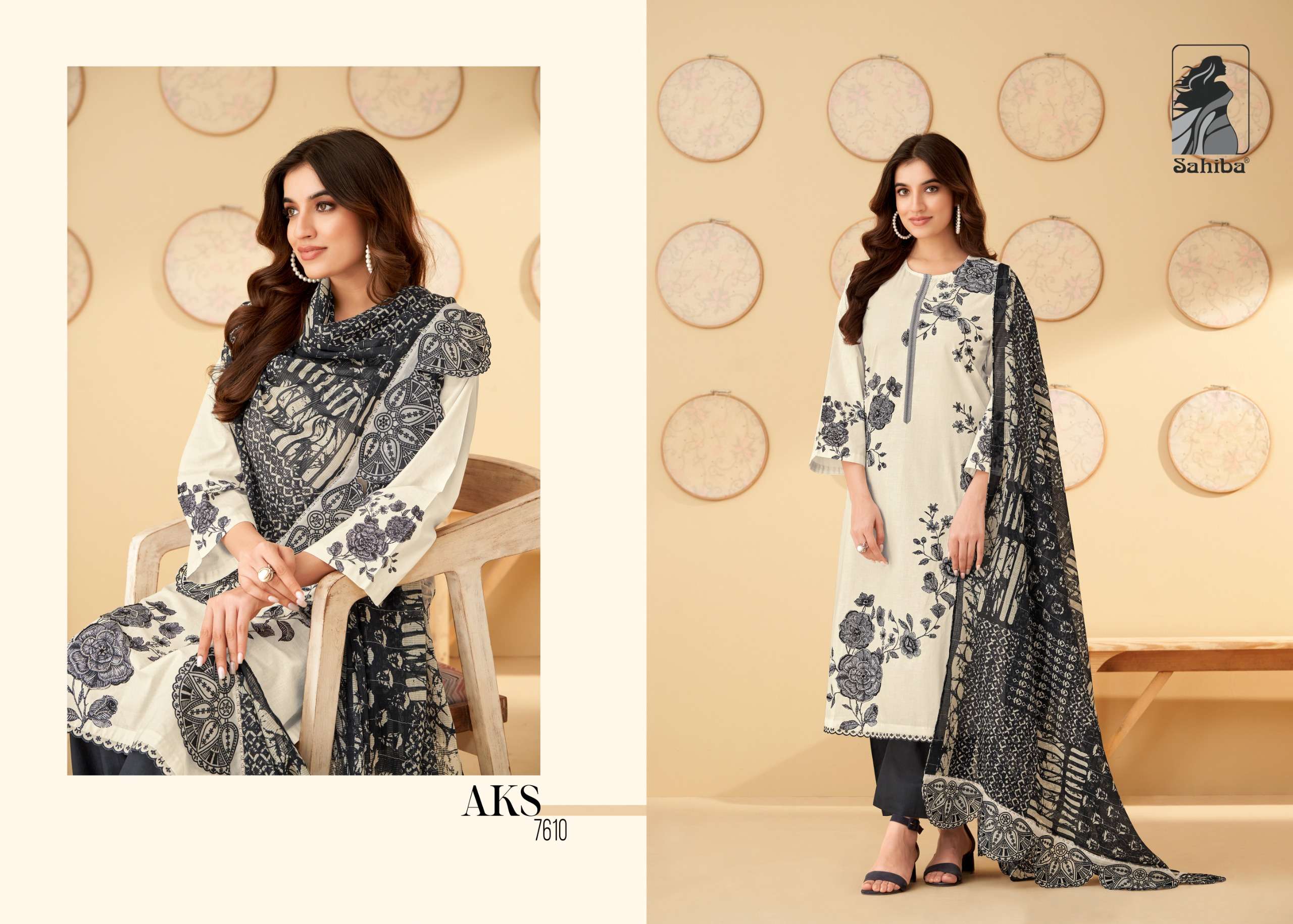 aks by sahiba trendy design cotton lawn suits catalogue wholesale price surat gujarat