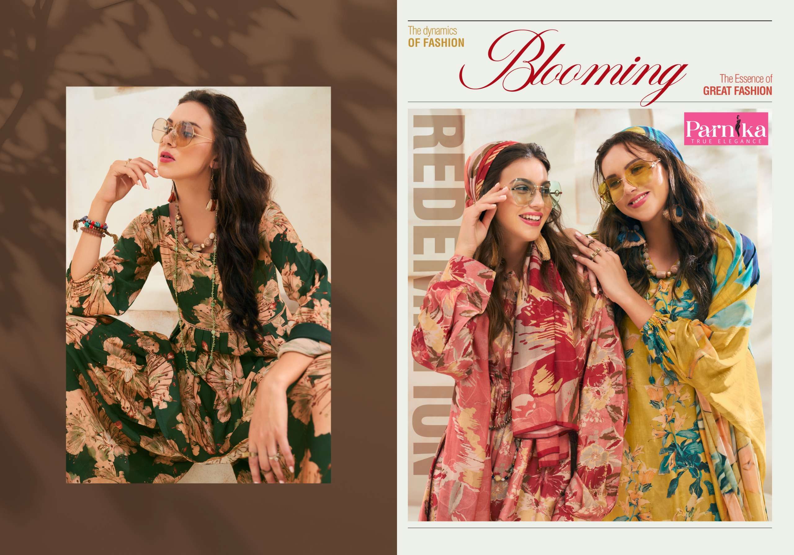 blooming by lctm 1001-1004 series silk designer dress material catalogue wholesaler surat gujarat 