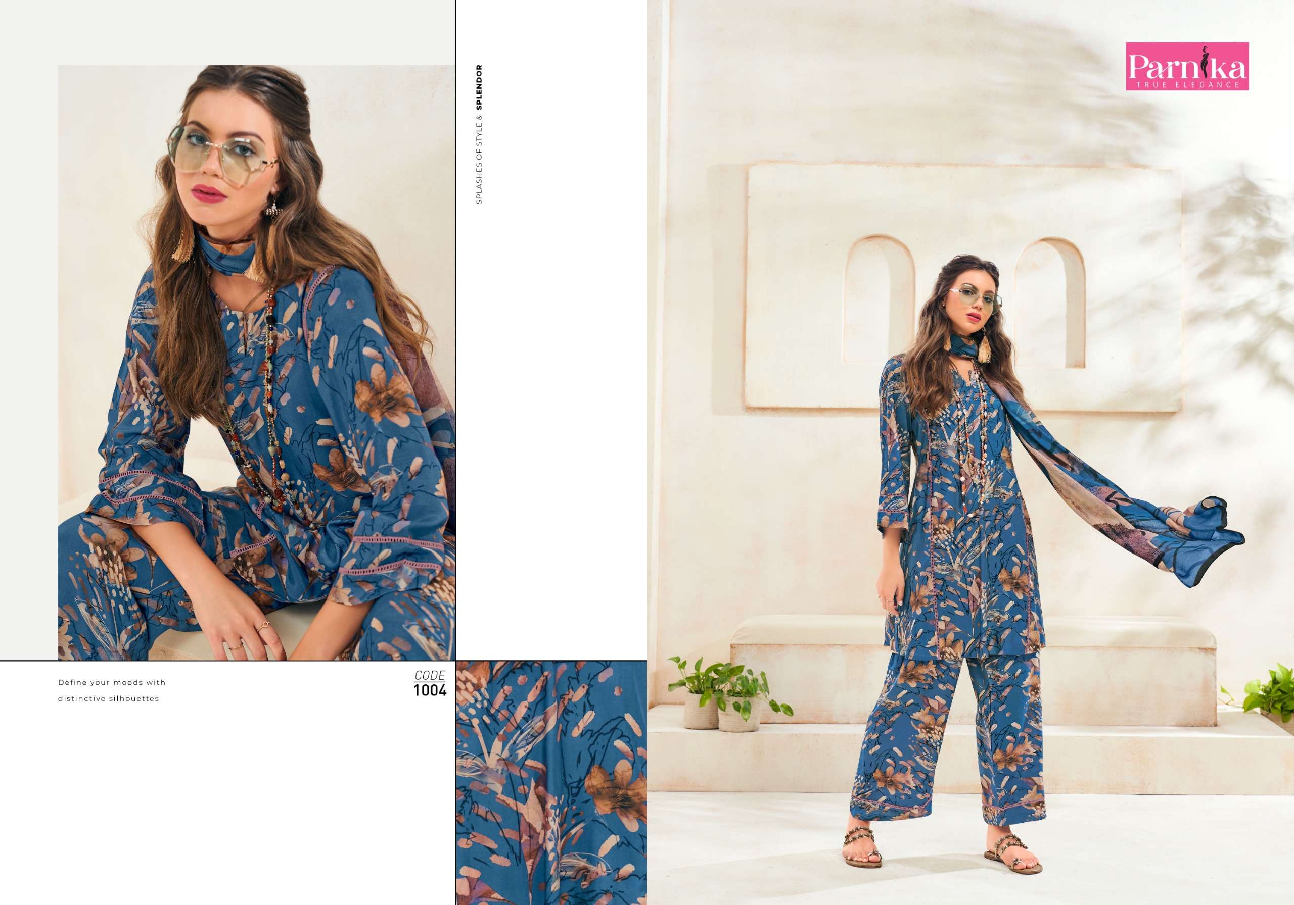 blooming by lctm 1001-1004 series silk designer dress material catalogue wholesaler surat gujarat 