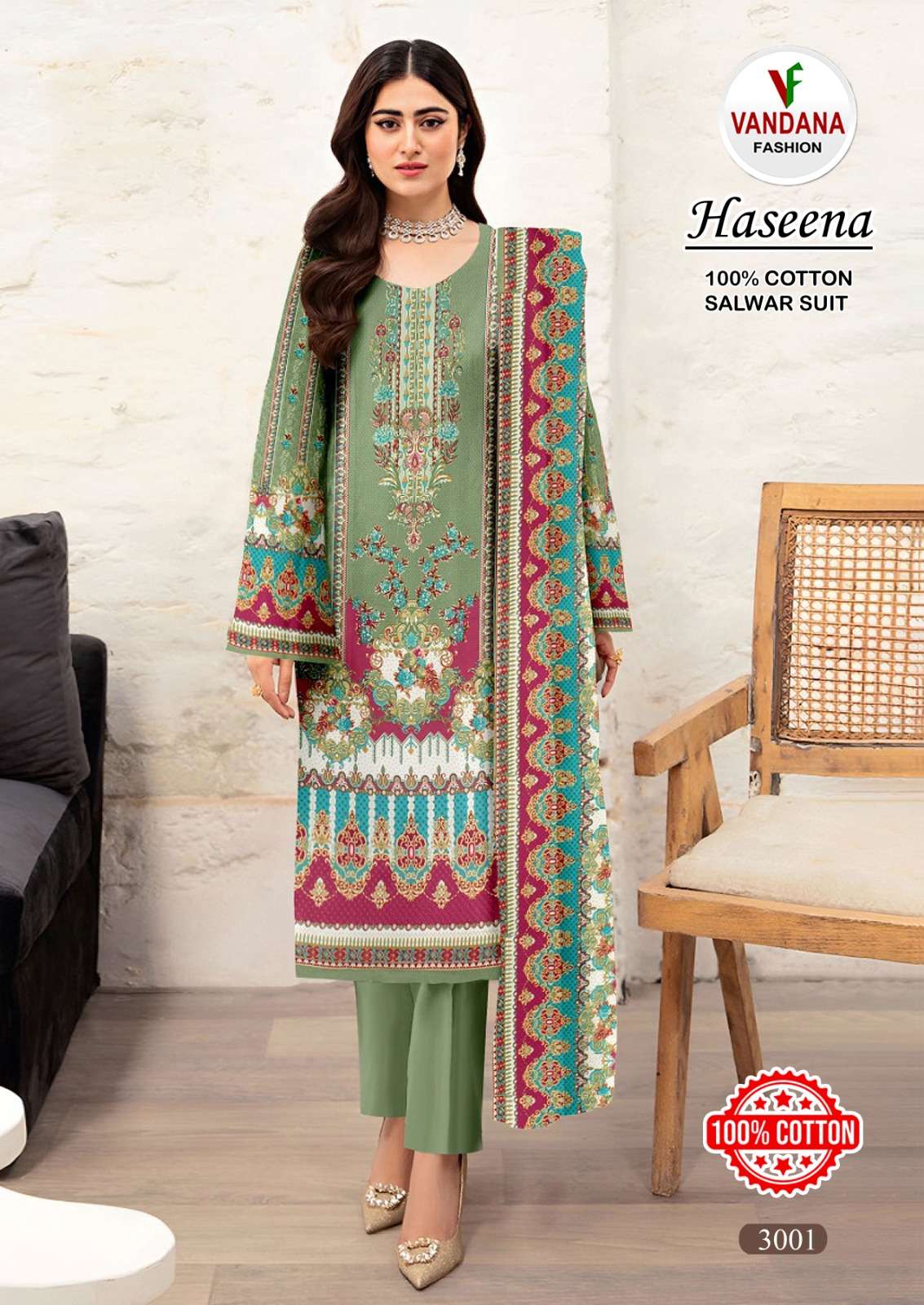 haseena vol-3 by vandana fashion pure cotton salwar kameez catalogue wholesale price surat gujarat 
