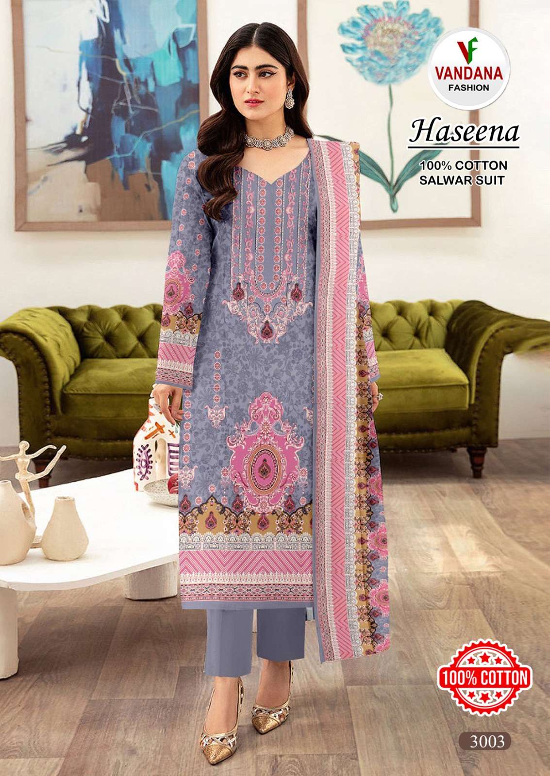 haseena vol-3 by vandana fashion pure cotton salwar kameez catalogue wholesale price surat gujarat 