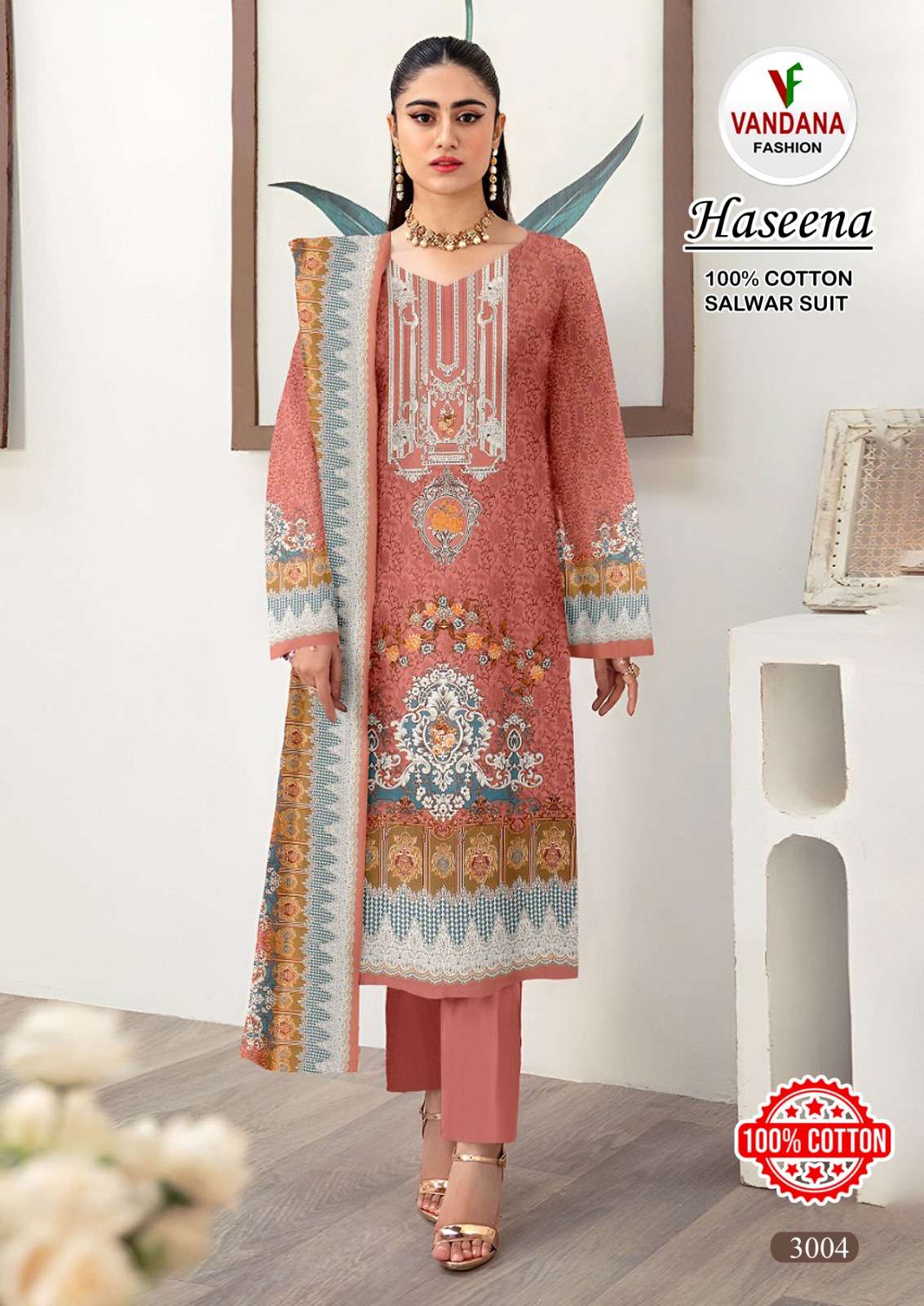 haseena vol-3 by vandana fashion pure cotton salwar kameez catalogue wholesale price surat gujarat 