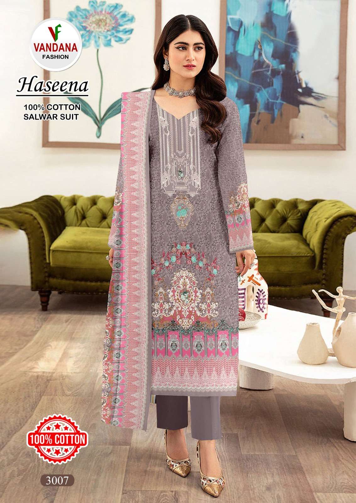 haseena vol-3 by vandana fashion pure cotton salwar kameez catalogue wholesale price surat gujarat 