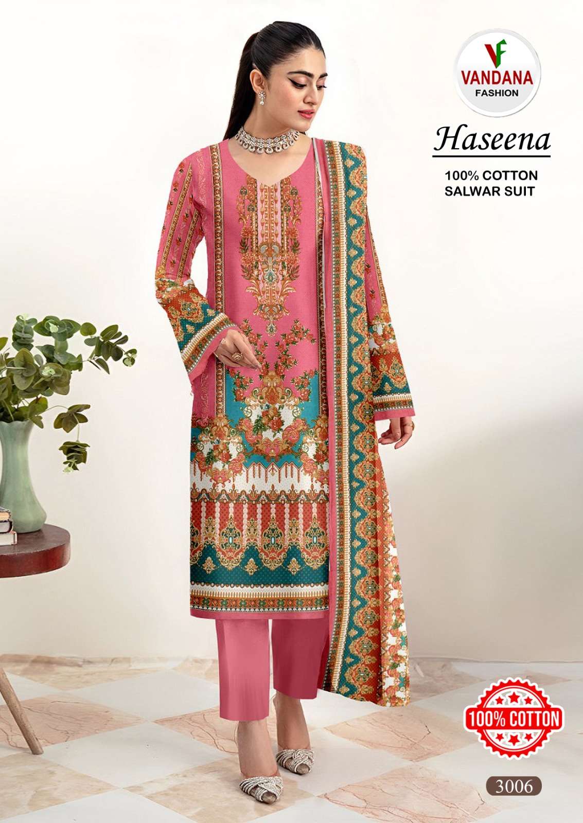 haseena vol-3 by vandana fashion pure cotton salwar kameez catalogue wholesale price surat gujarat 