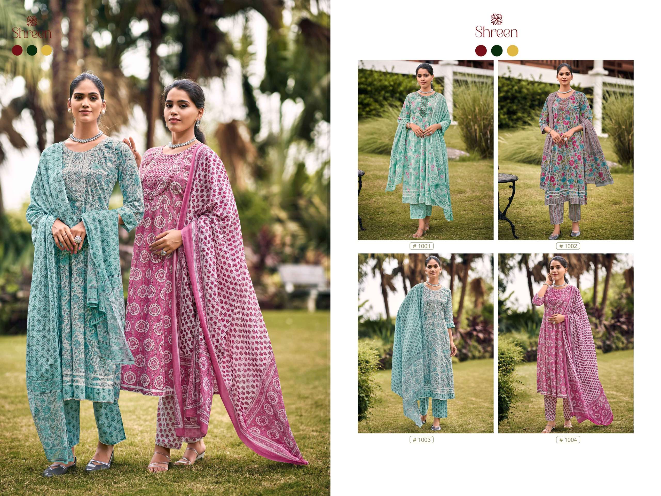 hinaya gungun vol 1 1001-1004 series designer cotton ready wear kurti pant set to set catalogue buy surat dealer 
