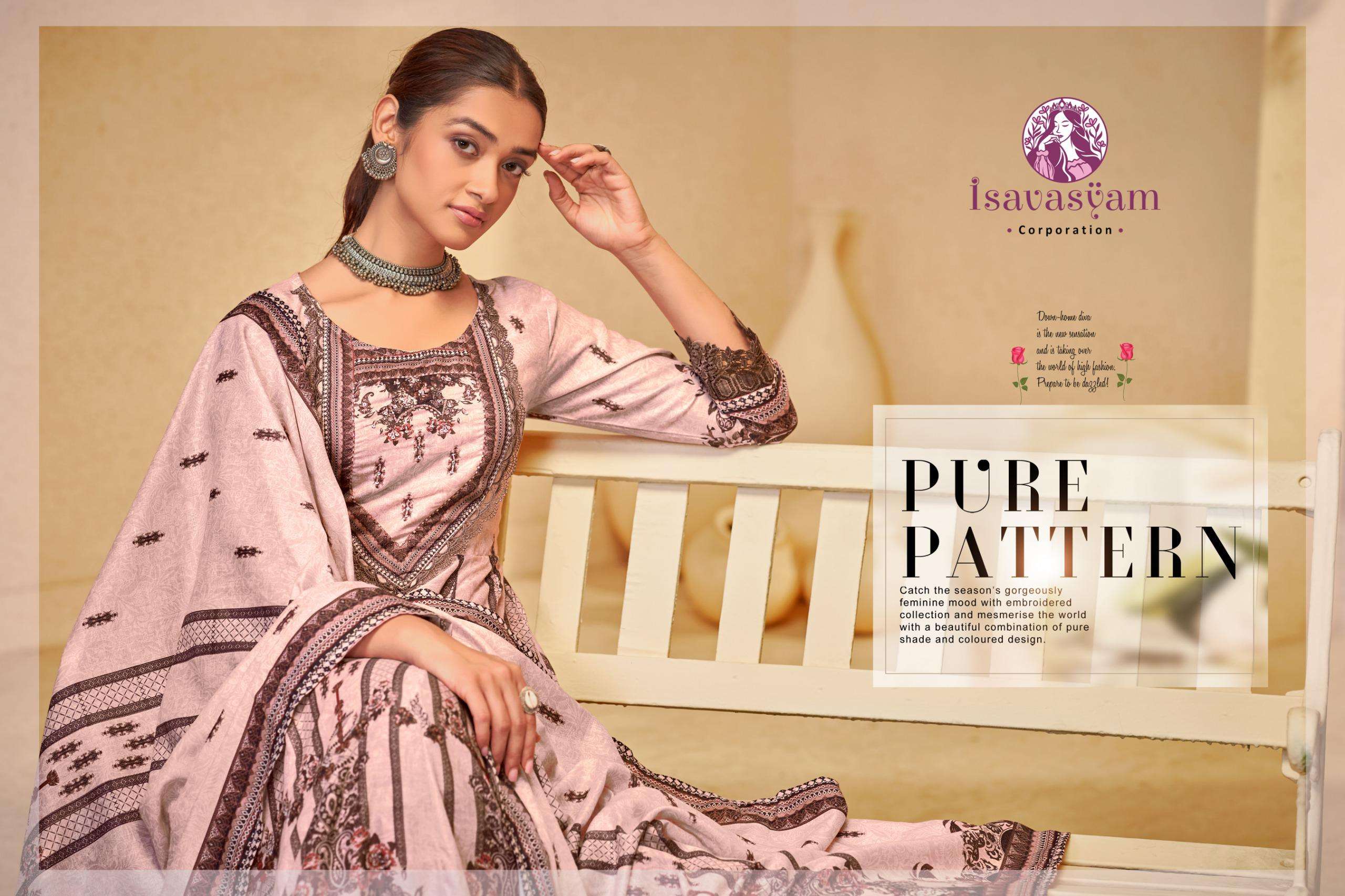 isavasyam corporation by nafiza 1001-1006 series designer party wear cotton anarkali salwar kameez wholesale dealer surat 