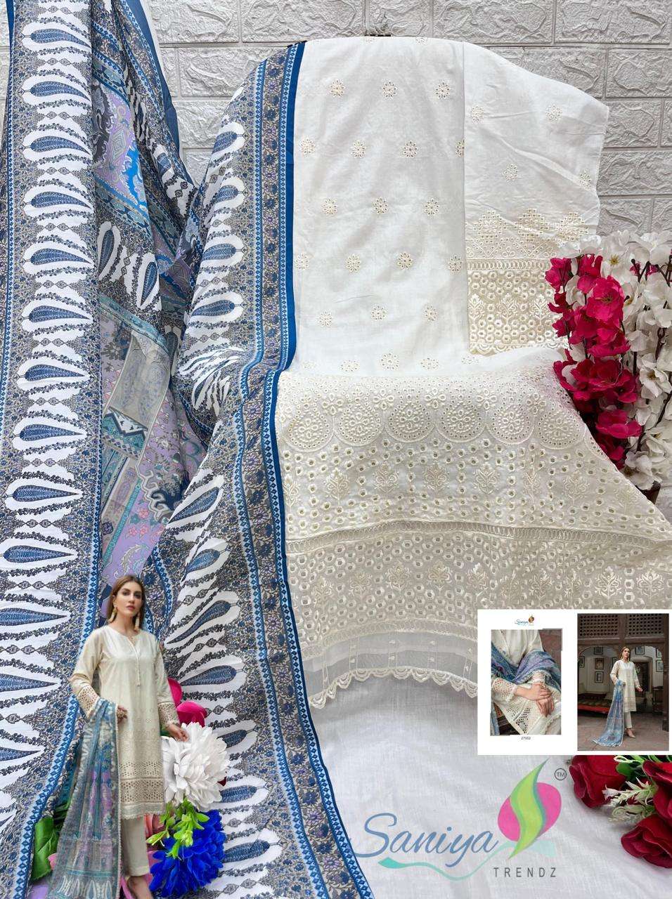 maria b chikankari vol-24 by saniya trendz 27001-27003 series cotton designer pakistani suits catalogue surat gujarat 