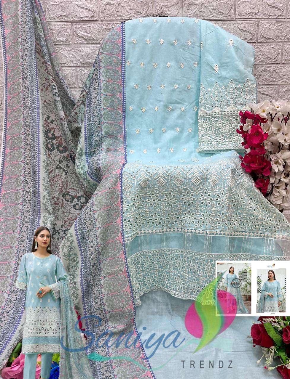 maria b chikankari vol-24 by saniya trendz 27001-27003 series cotton designer pakistani suits catalogue surat gujarat 