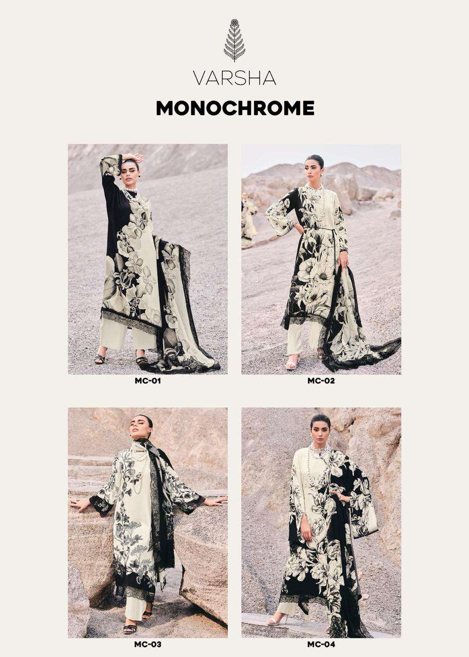 monochrome by varsha fashion viscose muslin designer salwar kameez catalogue manufacturer surat gujarat 