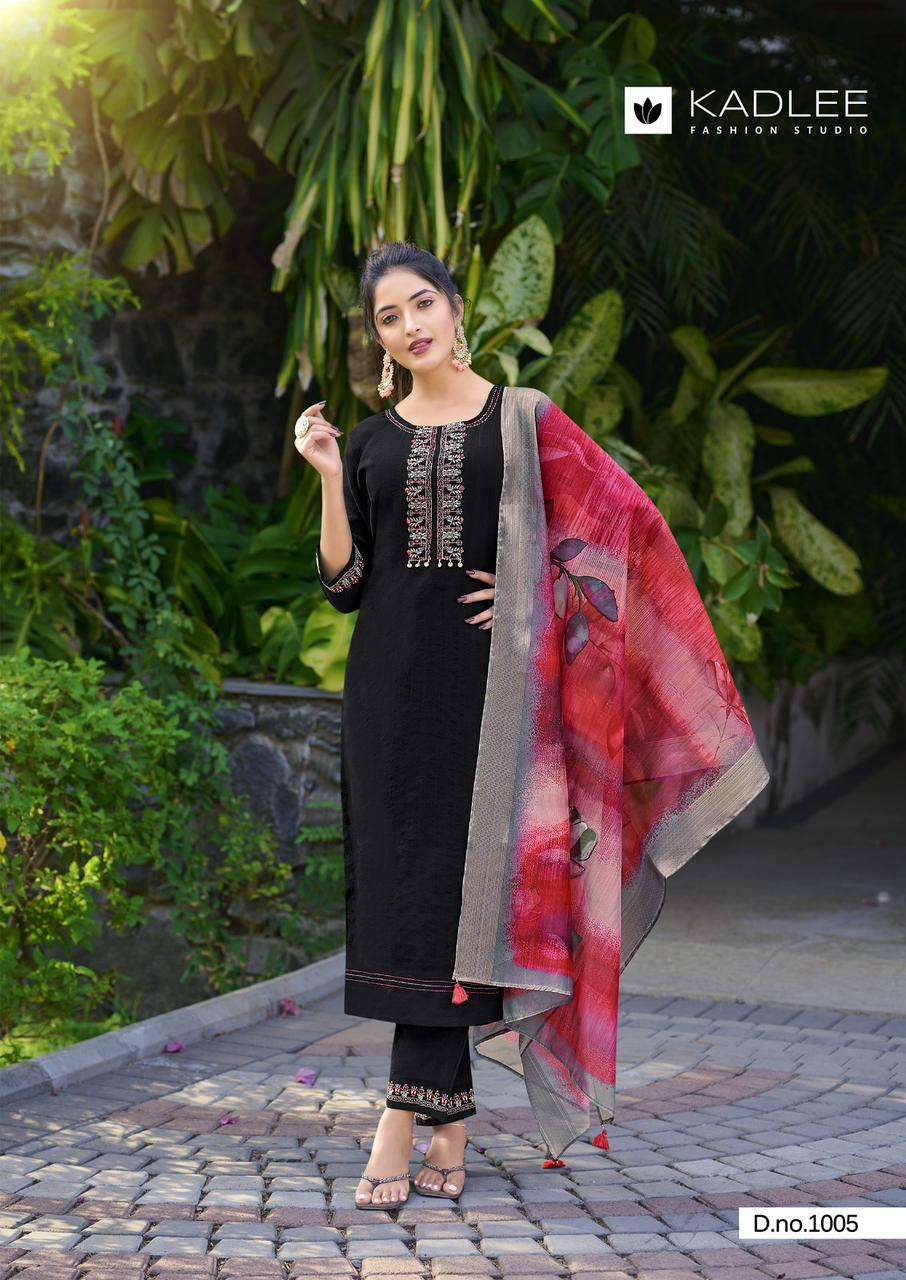 nazakat by kadlee 1001-1006 series trendy look designer kurtis latest catalogue collection surat gujarat 