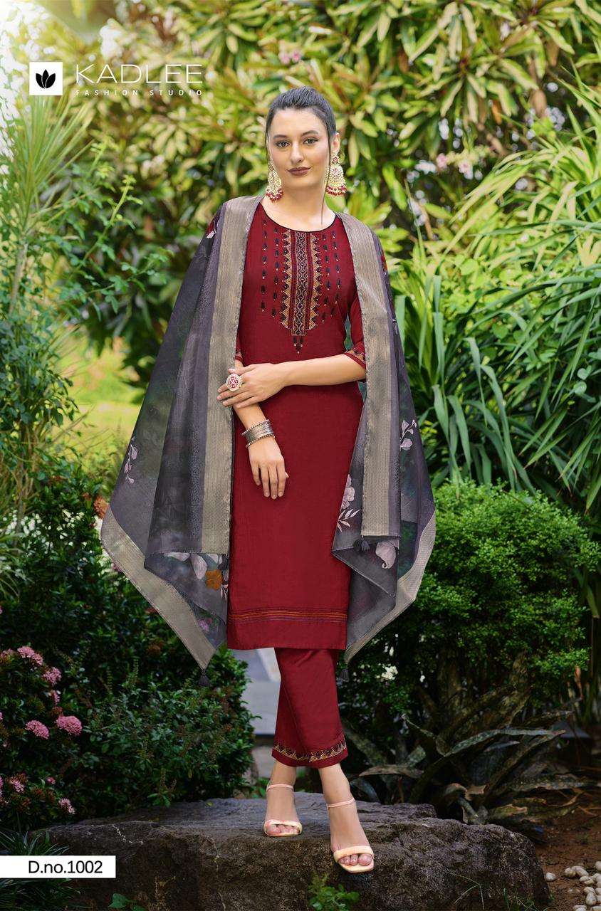 nazakat by kadlee 1001-1006 series trendy look designer kurtis latest catalogue collection surat gujarat 