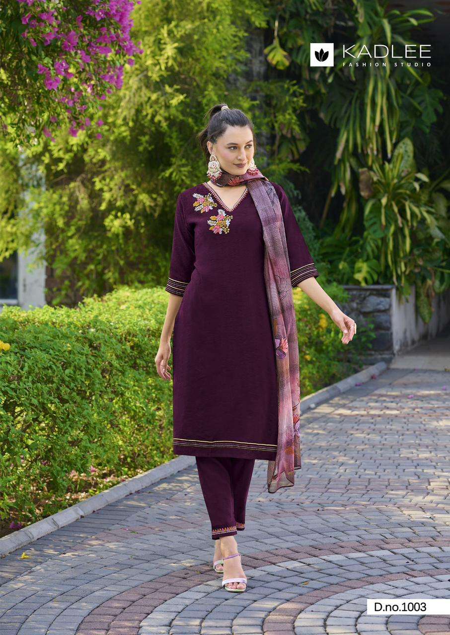 nazakat by kadlee 1001-1006 series trendy look designer kurtis latest catalogue collection surat gujarat 
