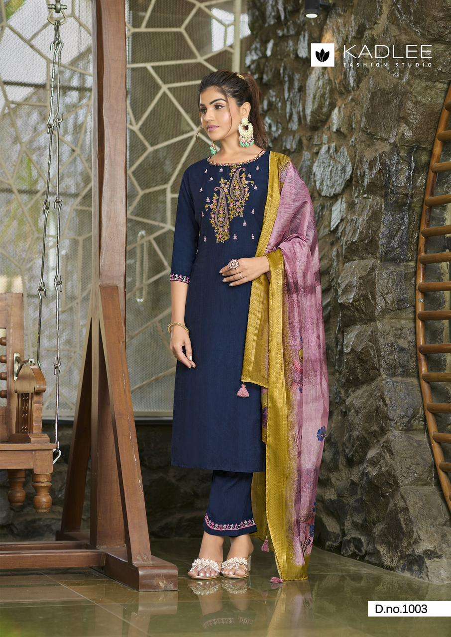 nazakat by kadlee 1001-1006 series trendy look designer kurtis latest catalogue collection surat gujarat 